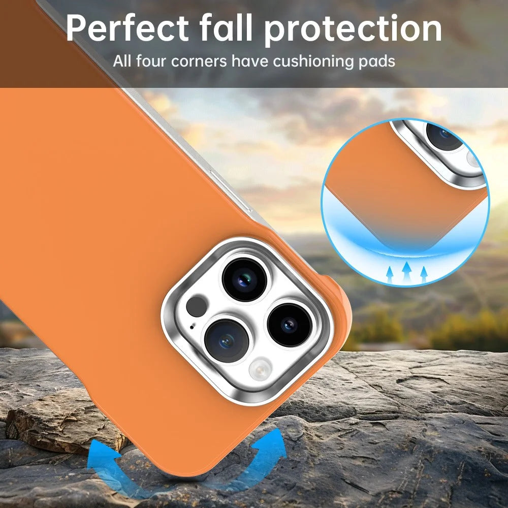 For iPhone 14 Pro Case Frameless Ultra Thin TPU + PET Phone Cover Reinforced Corners - Orange - 4