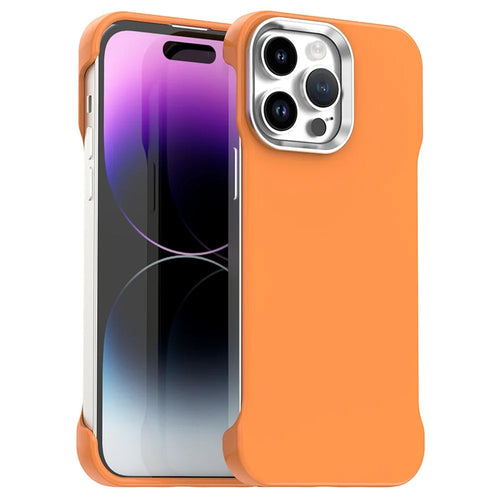 For iPhone 14 Pro Max Case Frameless Ultra Thin TPU + PET Phone Cover Reinforced Corners - Orange - 1