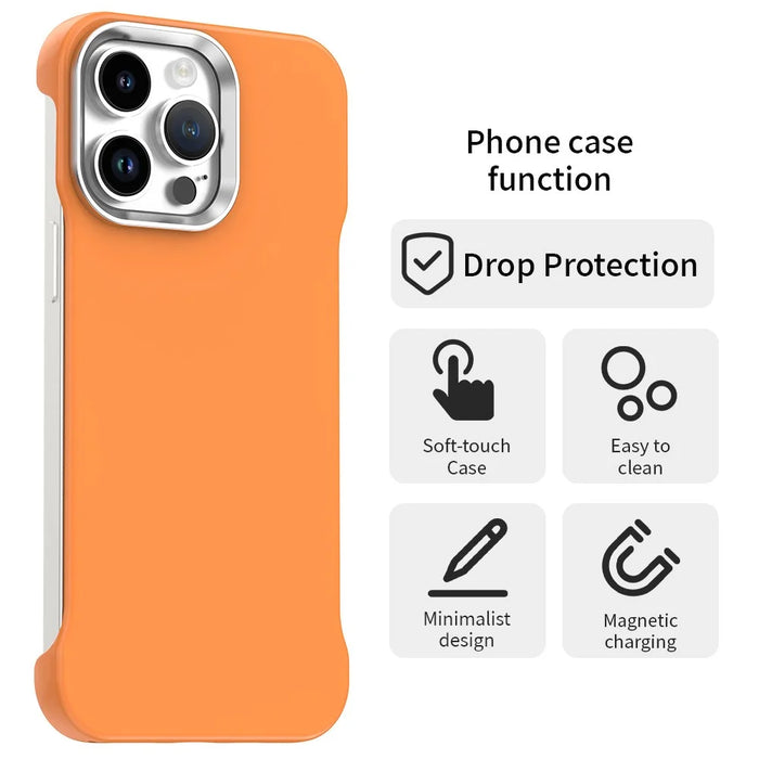 For iPhone 14 Pro Max Case Frameless Ultra Thin TPU + PET Phone Cover Reinforced Corners - Orange - 2
