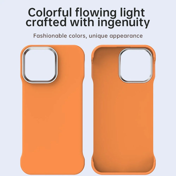 For iPhone 14 Pro Max Case Frameless Ultra Thin TPU + PET Phone Cover Reinforced Corners - Orange - 3