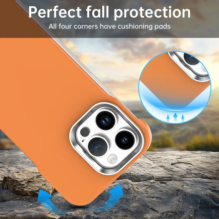 For iPhone 14 Pro Max Case Frameless Ultra Thin TPU + PET Phone Cover Reinforced Corners - Orange - 4