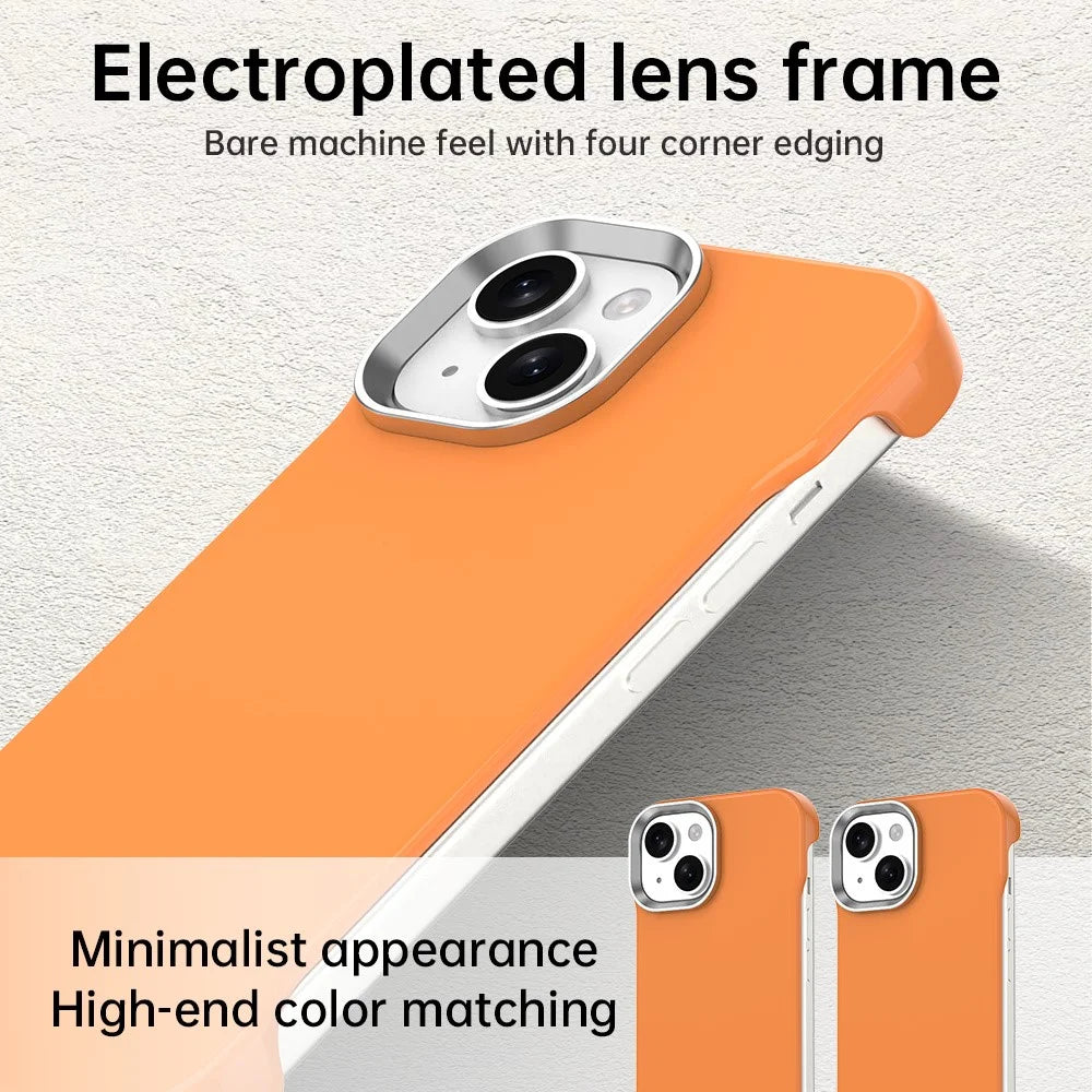 For iPhone 15 Case Frameless Ultra Thin TPU + PET Phone Cover Reinforced Corners - Orange - 5