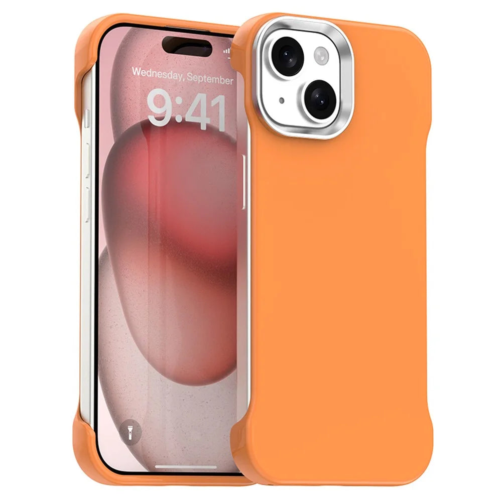 For iPhone 15 Plus / 14 Plus Case Frameless Ultra Thin TPU + PET Phone Cover Reinforced Corners - Orange - 1