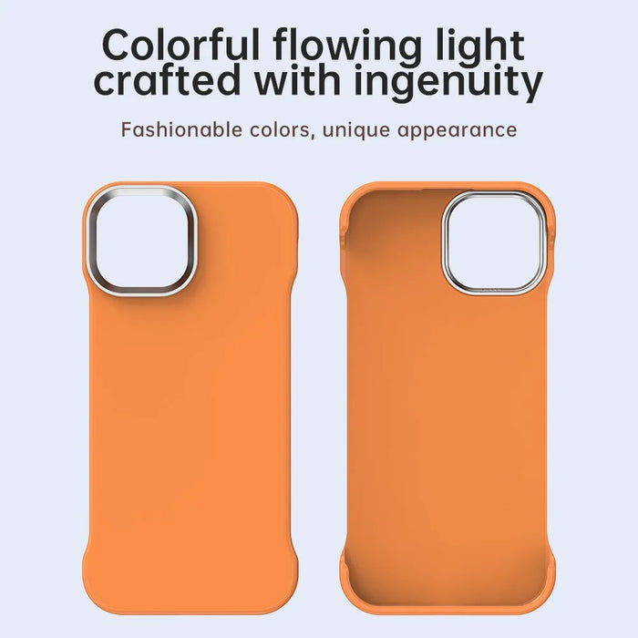 For iPhone 15 Plus / 14 Plus Case Frameless Ultra Thin TPU + PET Phone Cover Reinforced Corners - Orange - 3