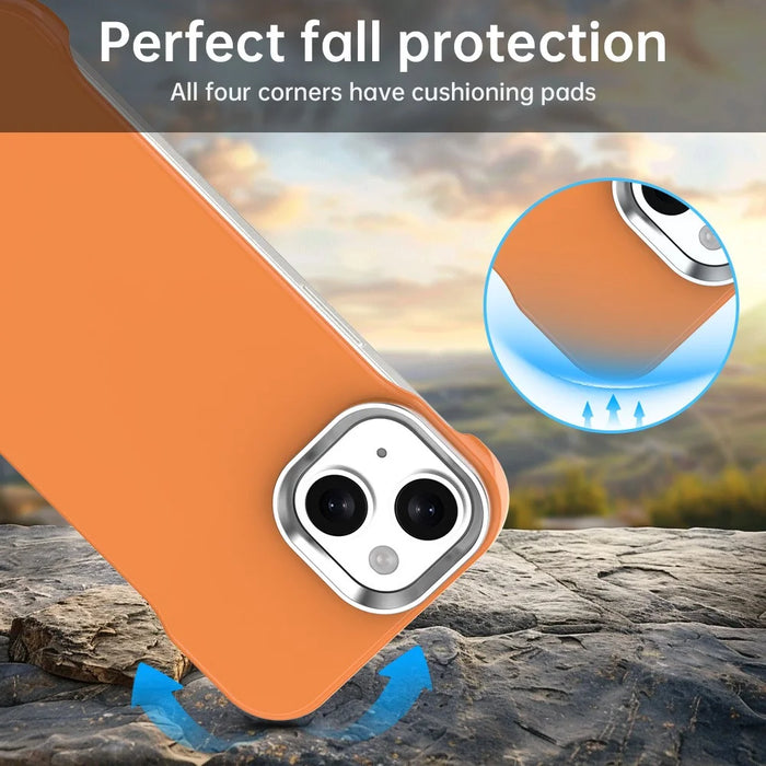 For iPhone 15 Plus / 14 Plus Case Frameless Ultra Thin TPU + PET Phone Cover Reinforced Corners - Orange - 4