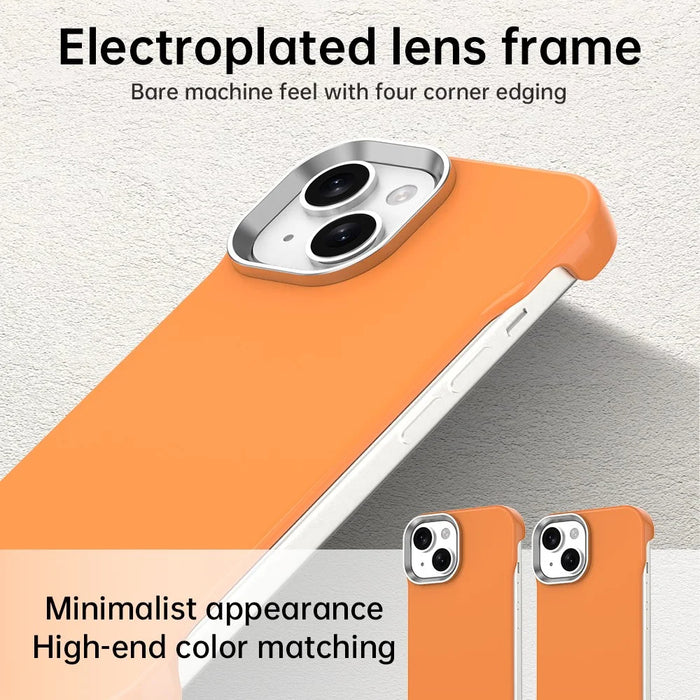 For iPhone 15 Plus / 14 Plus Case Frameless Ultra Thin TPU + PET Phone Cover Reinforced Corners - Orange - 5