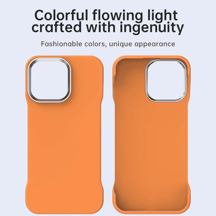 For iPhone 15 Pro Case Frameless Ultra Thin TPU + PET Phone Cover Reinforced Corners - Orange - 3
