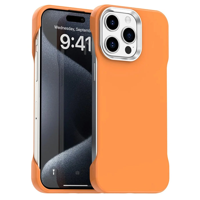 For iPhone 15 Pro Max Case Frameless Ultra Thin TPU + PET Phone Cover Reinforced Corners - Orange - 1