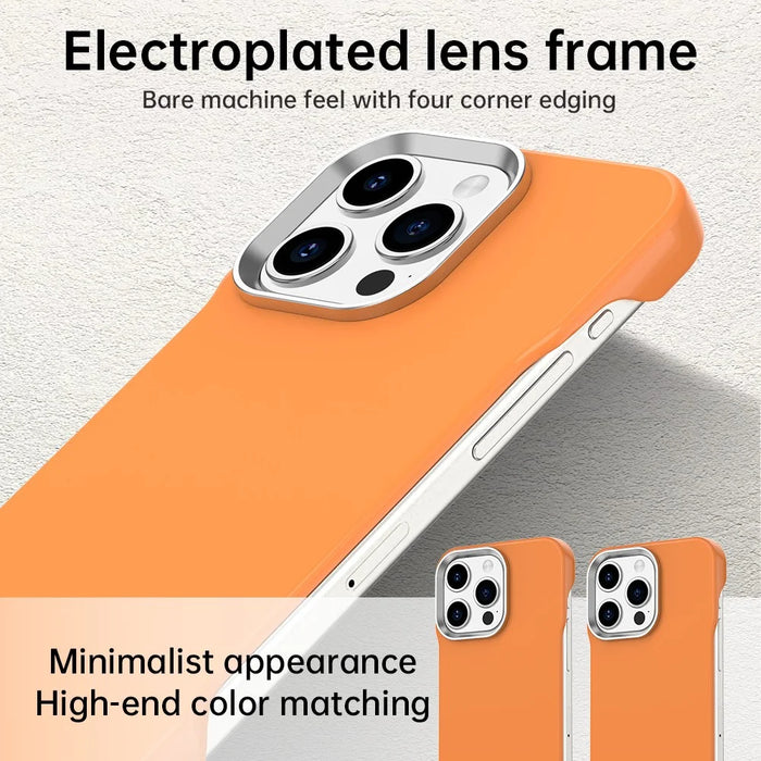 For iPhone 15 Pro Max Case Frameless Ultra Thin TPU + PET Phone Cover Reinforced Corners - Orange - 5