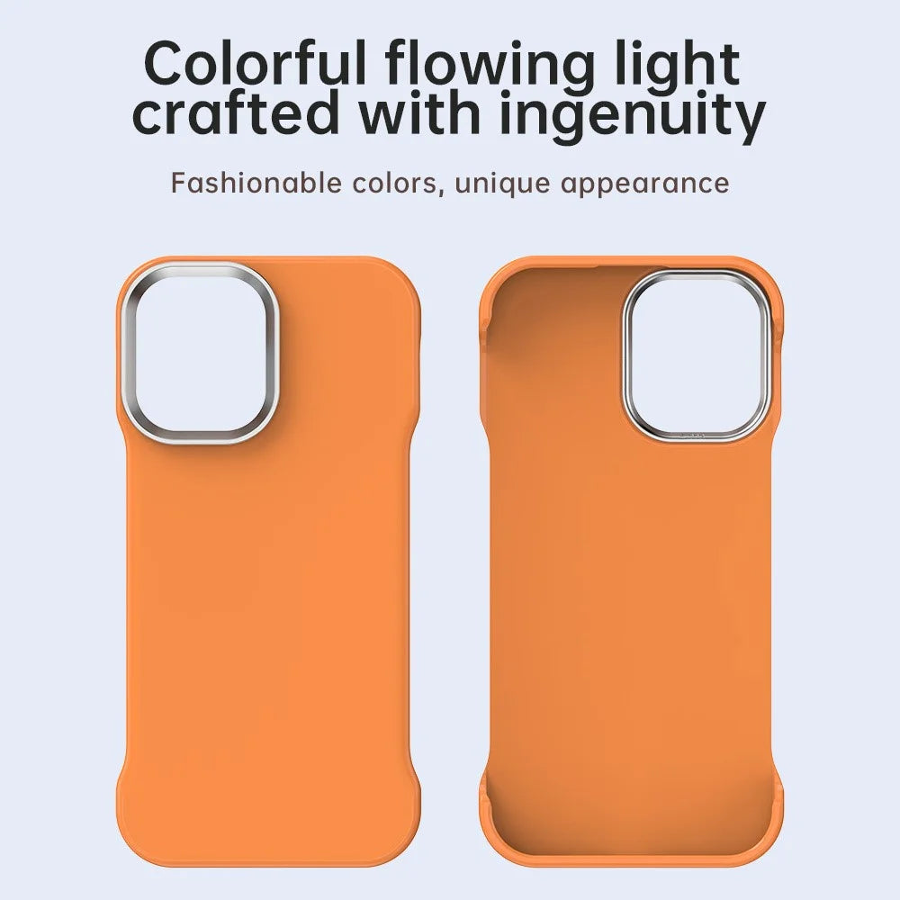 For iPhone 16 Case Frameless Ultra Thin TPU + PET Phone Cover Reinforced Corners - Orange - 3