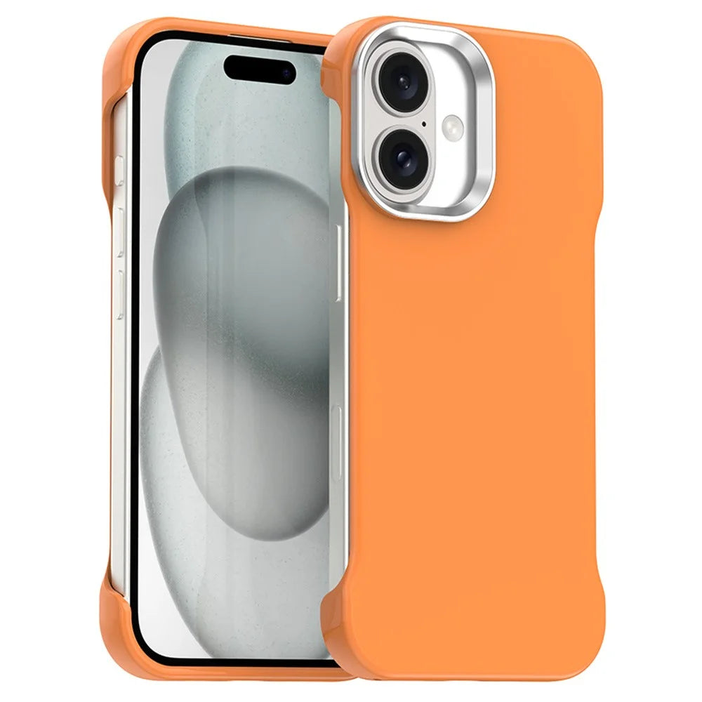 For iPhone 16 Plus Case Frameless Ultra Thin TPU + PET Phone Cover Reinforced Corners - Orange - 1