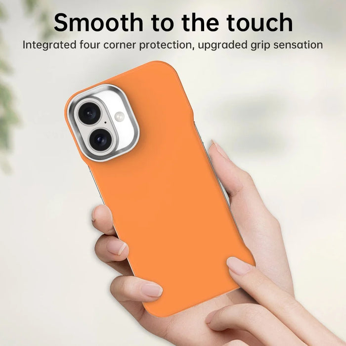 For iPhone 16 Plus Case Frameless Ultra Thin TPU + PET Phone Cover Reinforced Corners - Orange - 6