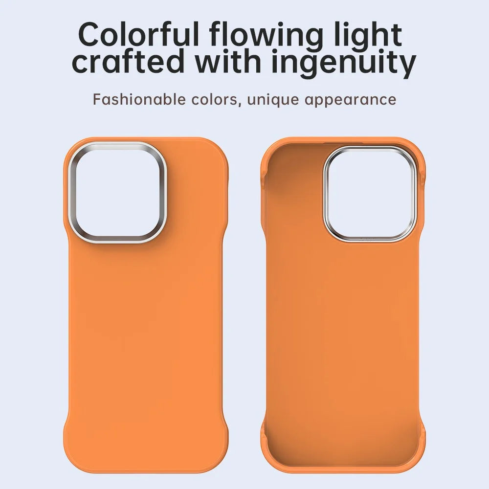 For iPhone 16 Pro Case Frameless Ultra Thin TPU + PET Phone Cover Reinforced Corners - Orange - 3