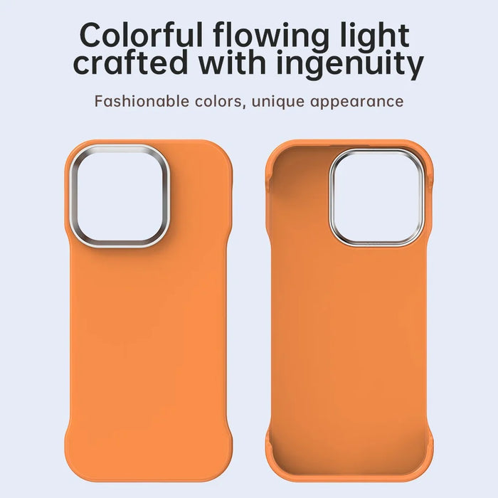 For iPhone 16 Pro Max Case Frameless Ultra Thin TPU + PET Phone Cover Reinforced Corners - Orange - 3