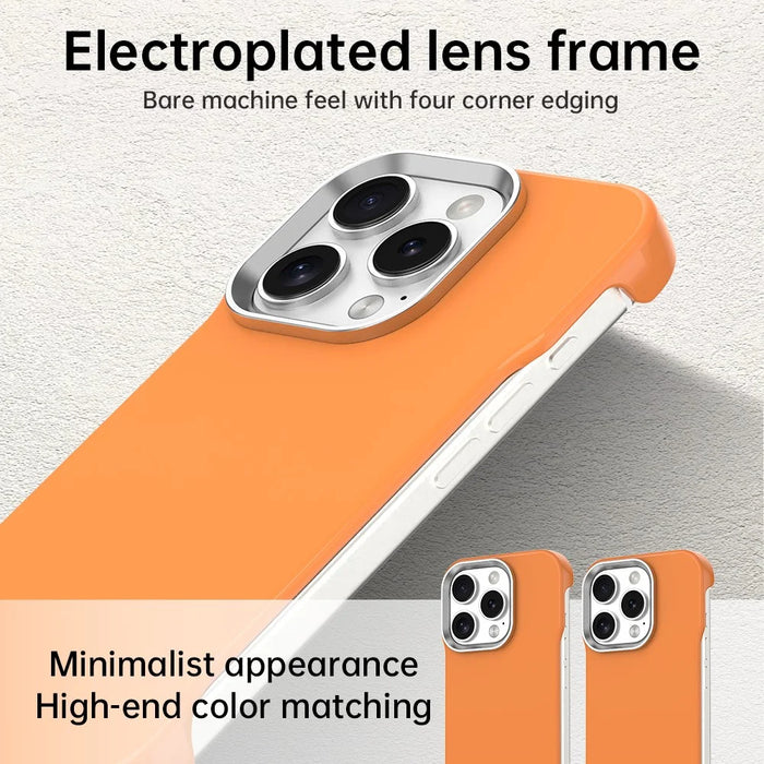 For iPhone 16 Pro Max Case Frameless Ultra Thin TPU + PET Phone Cover Reinforced Corners - Orange - 5