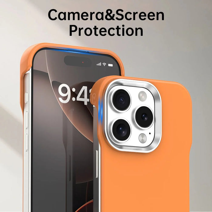 For iPhone 16 Pro Max Case Frameless Ultra Thin TPU + PET Phone Cover Reinforced Corners - Orange - 7
