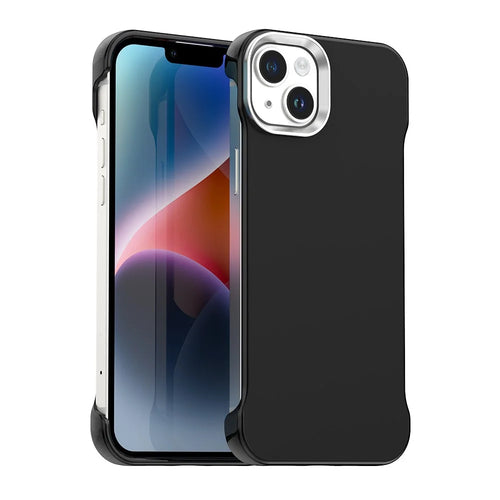 For iPhone 14 / 13 Case Frameless Ultra Thin TPU + PET Phone Cover Reinforced Corners - Black - 1