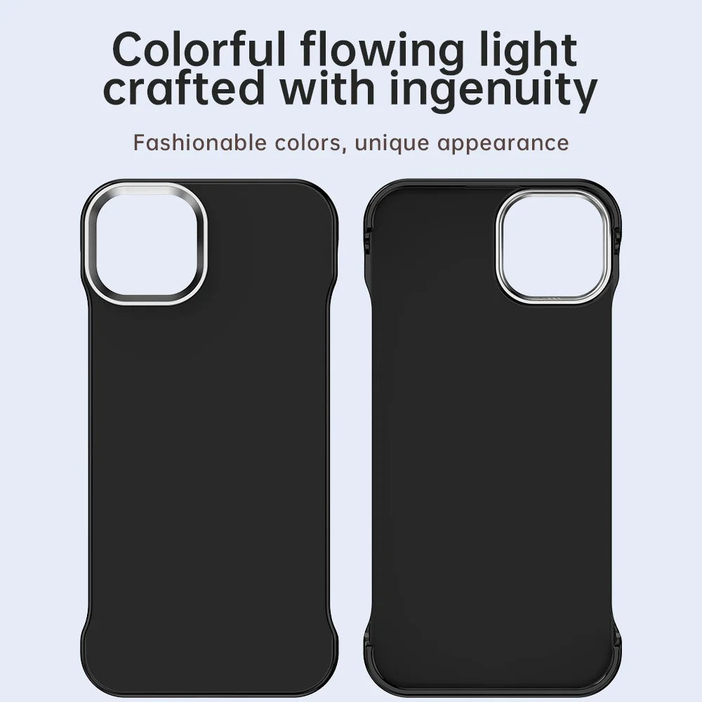 For iPhone 14 / 13 Case Frameless Ultra Thin TPU + PET Phone Cover Reinforced Corners - Black - 4