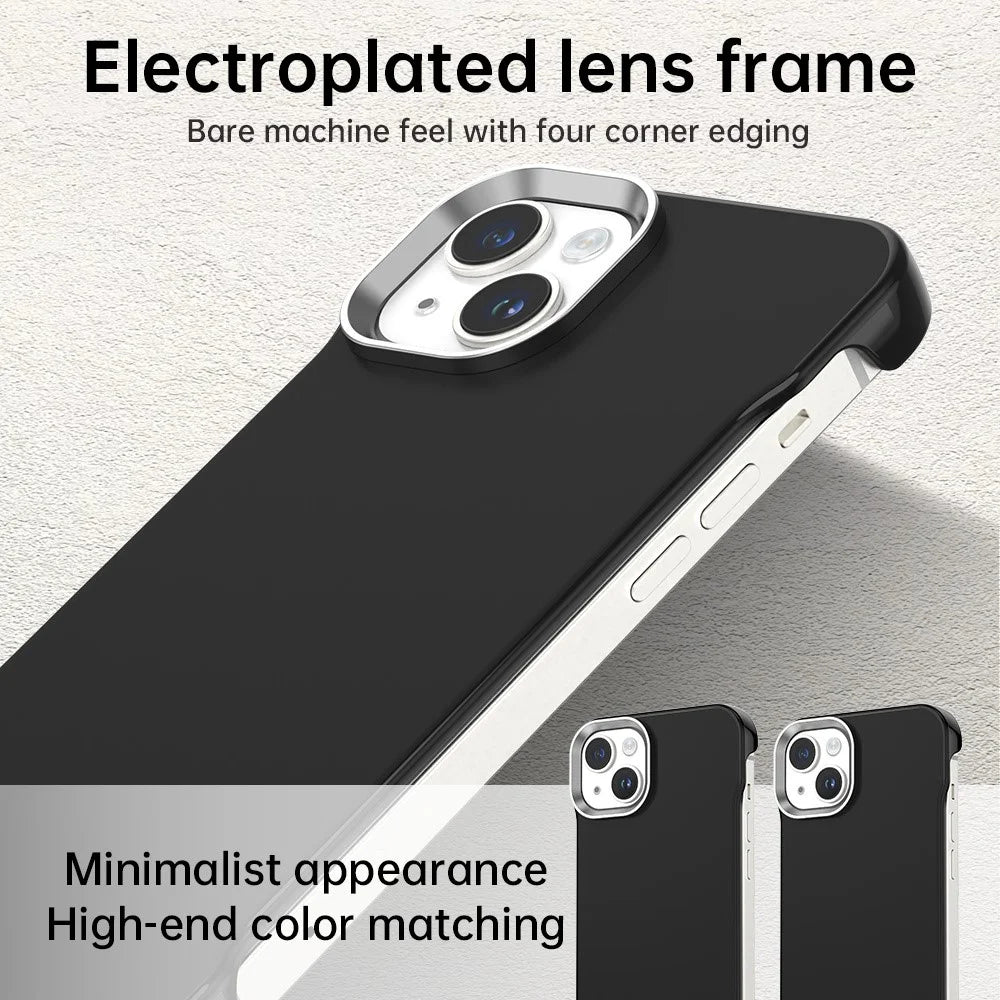 For iPhone 14 / 13 Case Frameless Ultra Thin TPU + PET Phone Cover Reinforced Corners - Black - 5