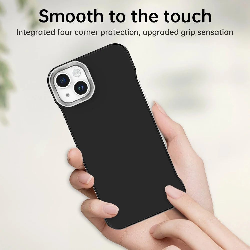 For iPhone 14 / 13 Case Frameless Ultra Thin TPU + PET Phone Cover Reinforced Corners - Black - 6