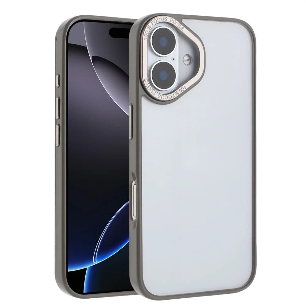 For iPhone 16 Plus Case TPU + Acrylic Clear Anti-Yellowing Phone Back Cover - Grey - 1