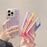 For iPhone 15 Pro Case Wavy Pattern Gradient Iridescent Design TPU + PC Phone Cover - Pink - 7