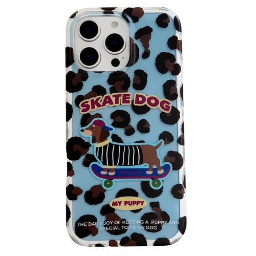 For iPhone 15 Pro Case Leopard Print Dachshund Pattern TPU Shockproof Phone Cover - 1