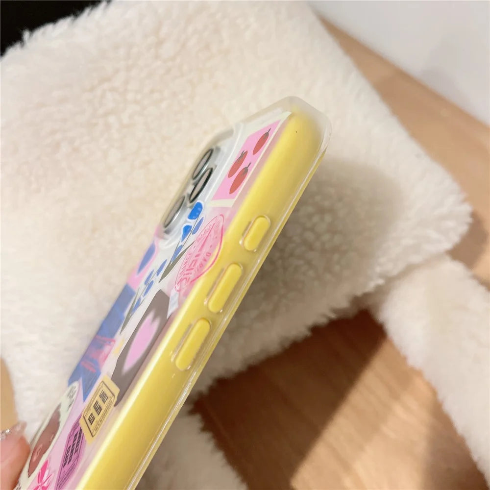 For iPhone 16 Pro Case IMD Cartoon Bear Sticker Design TPU Shockproof Phone Cover - 7