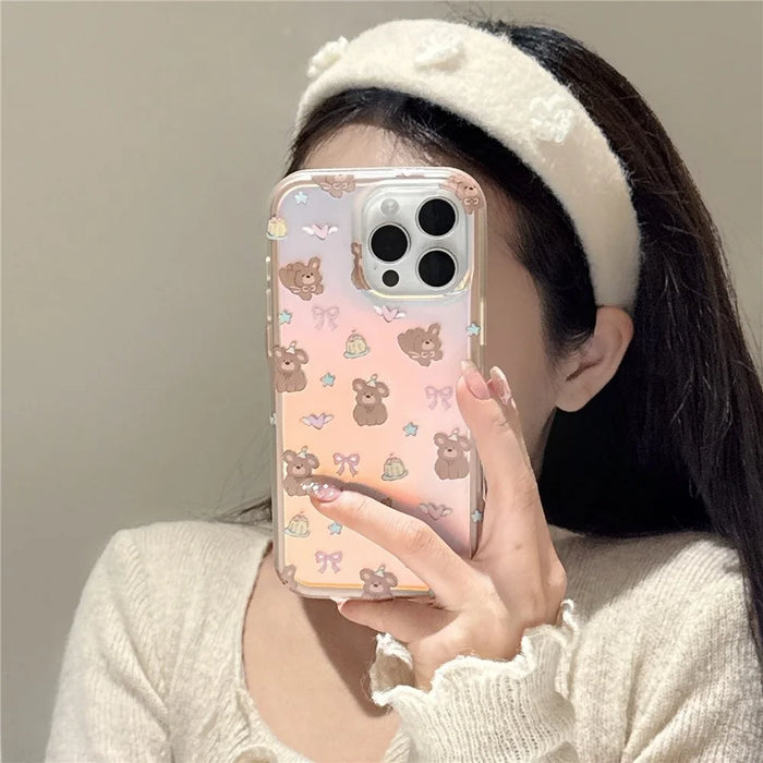 For iPhone 16 Pro Max Case IMD Laser Bear Design TPU Shockproof Phone Cover - 2