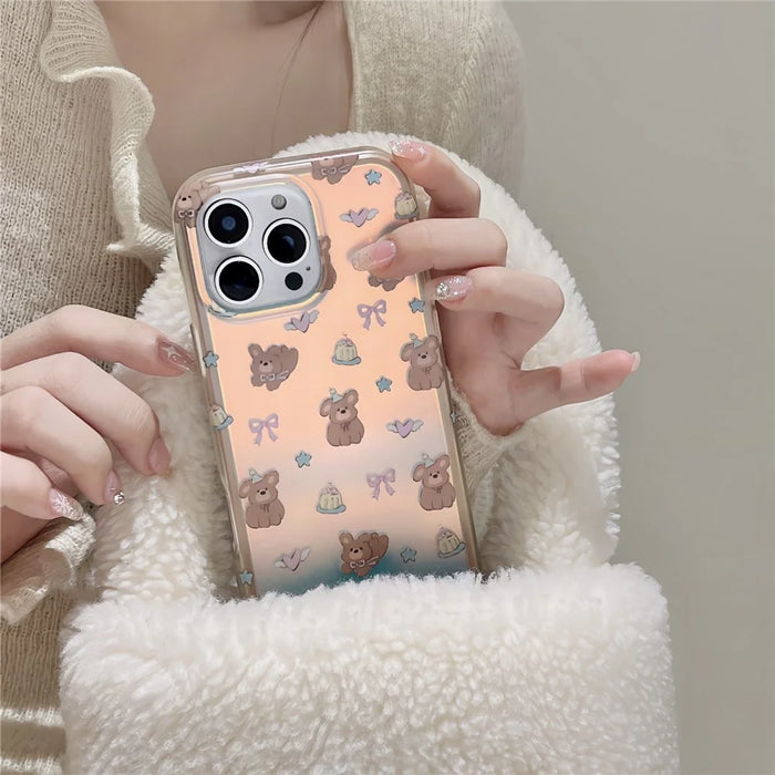 For iPhone 16 Pro Max Case IMD Laser Bear Design TPU Shockproof Phone Cover - 6