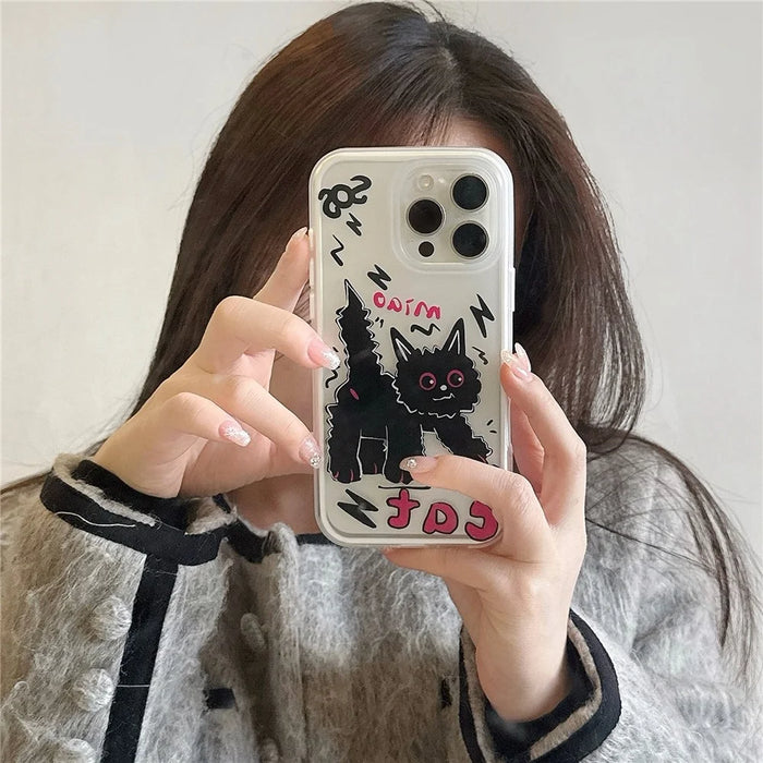 For iPhone 16 Pro Max Case IMD Cartoon Cat Design TPU Shockproof Phone Cover - 2