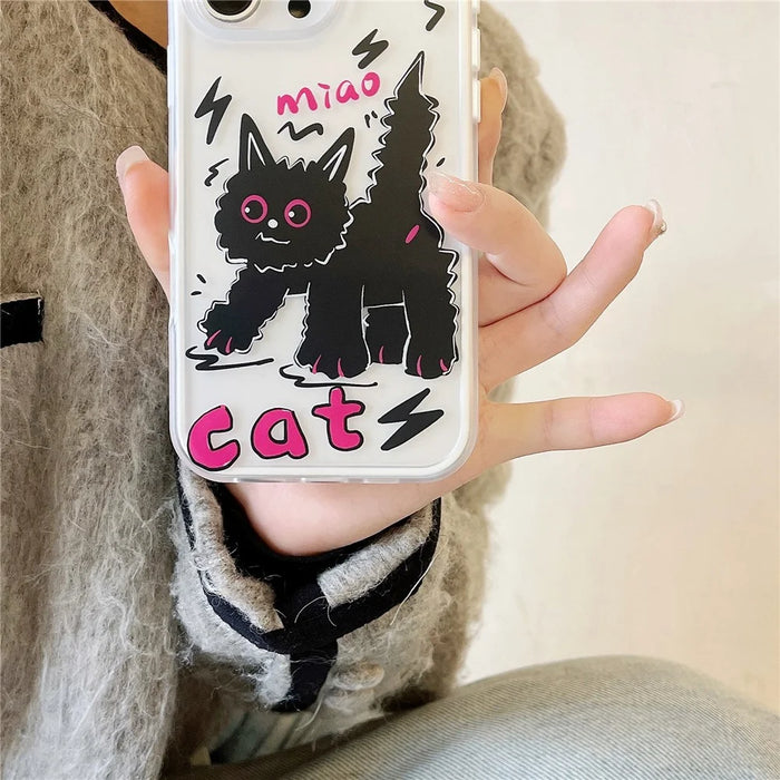 For iPhone 16 Pro Max Case IMD Cartoon Cat Design TPU Shockproof Phone Cover - 6