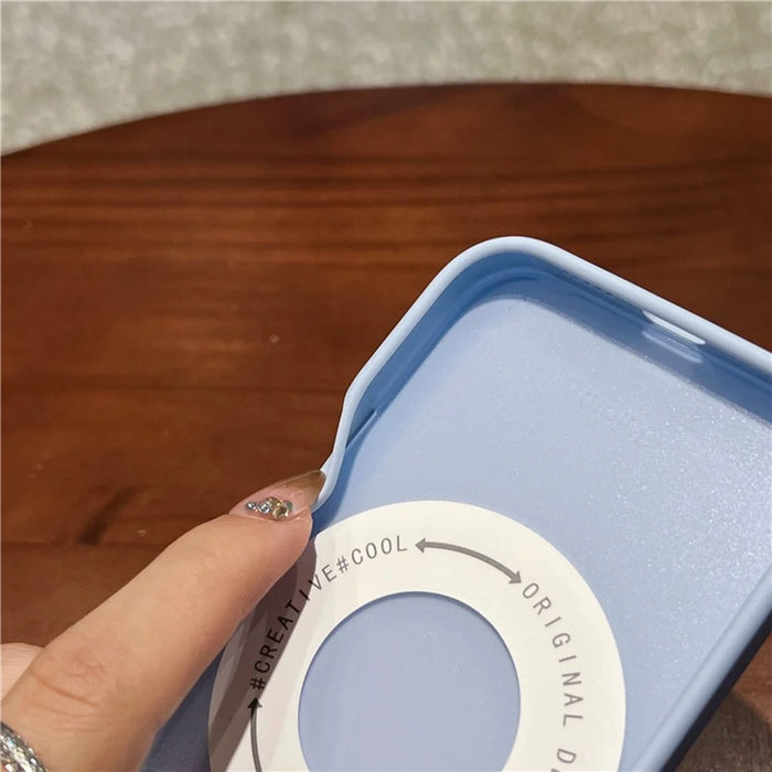 For iPhone 16 Pro Case Rotating Kickstand Liquid Silicone Phone Case Compatible with MagSafe - Blue - 4