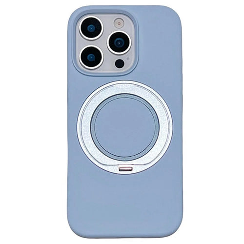For iPhone 16 Pro Max Case Rotating Kickstand Liquid Silicone Phone Case Compatible with MagSafe - Blue - 1