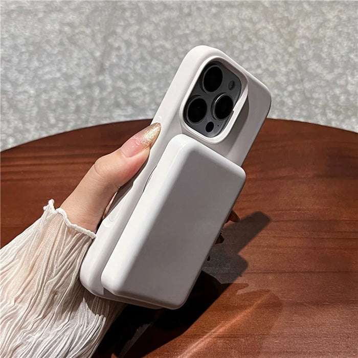 For iPhone 16 Pro Max Case Rotating Kickstand Liquid Silicone Phone Case Compatible with MagSafe - Blue - 5
