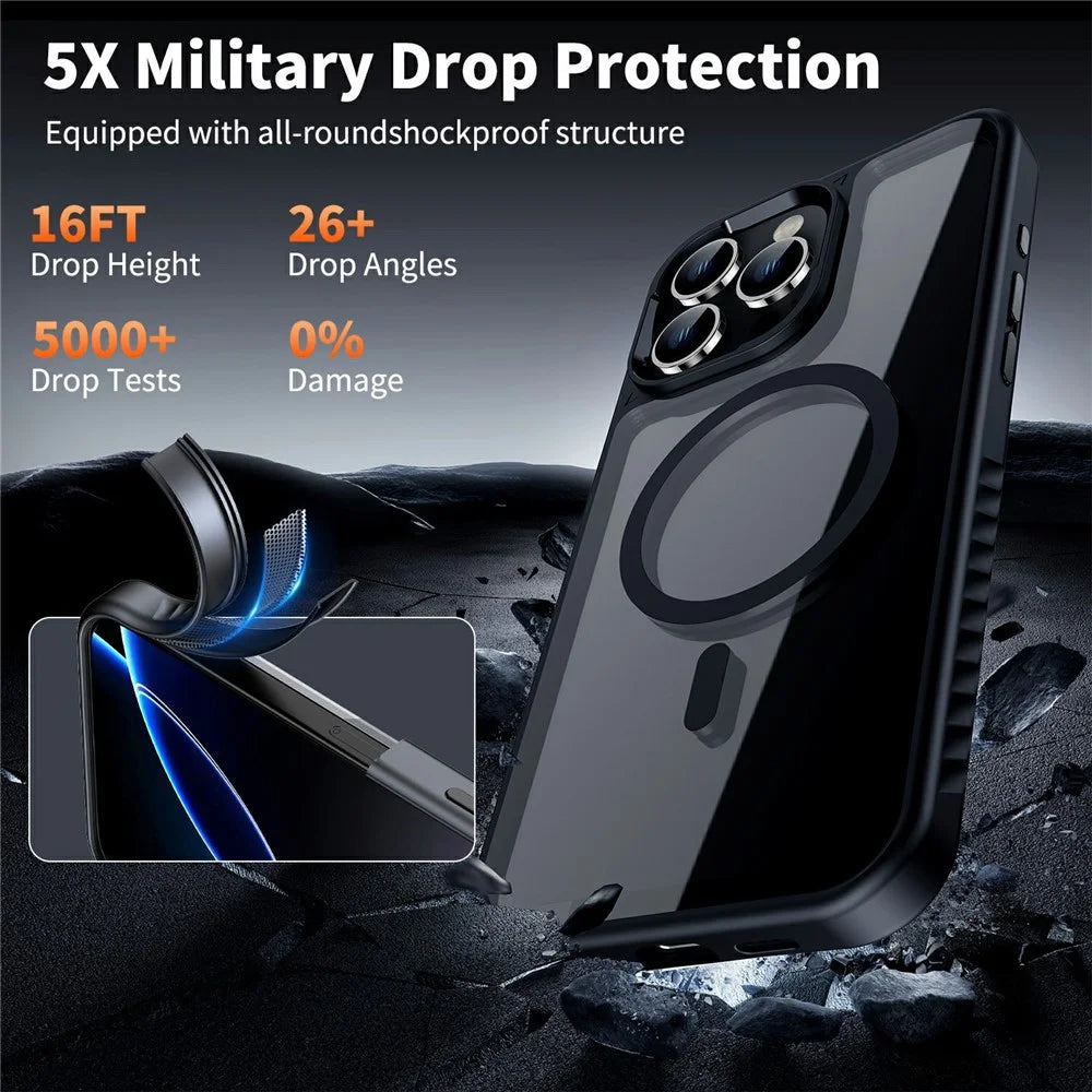 For iPhone 16 Pro Max Case Compatible with MagSafe Transparent PC + TPU Anti-Slip Phone Cover - Black - 4