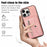 For iPhone 16 Pro Cell Phone Case PU Leather + TPU RFID Blocking Card Slots Cover with 2 Straps - Rose Gold - 5