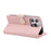 For iPhone 16 Pro Case Zipper Wallet Leather Phone Cover with Wrist Strap - Pink - 4