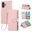 For Samsung Galaxy A05 4G Case Zipper Wallet Leather Phone Cover with Wrist Strap - Pink - 1