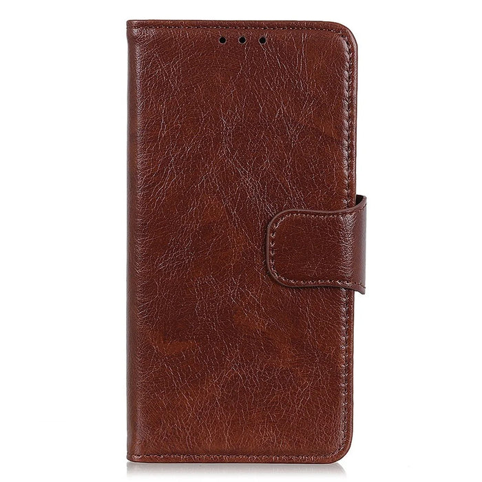 For Samsung Galaxy S23+ Nappa Texture Wallet Case Split Leather Magnetic Protective Flip Stand Phone Cover - Brown - 7