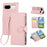 For Google Pixel 9a Case Zipper Wallet Leather Phone Cover with Wrist Strap - Pink - 1
