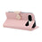For Google Pixel 9a Case Zipper Wallet Leather Phone Cover with Wrist Strap - Pink - 4