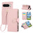 For Google Pixel 9 Pro XL Case Zipper Wallet Leather Phone Cover with Wrist Strap - Pink - 1