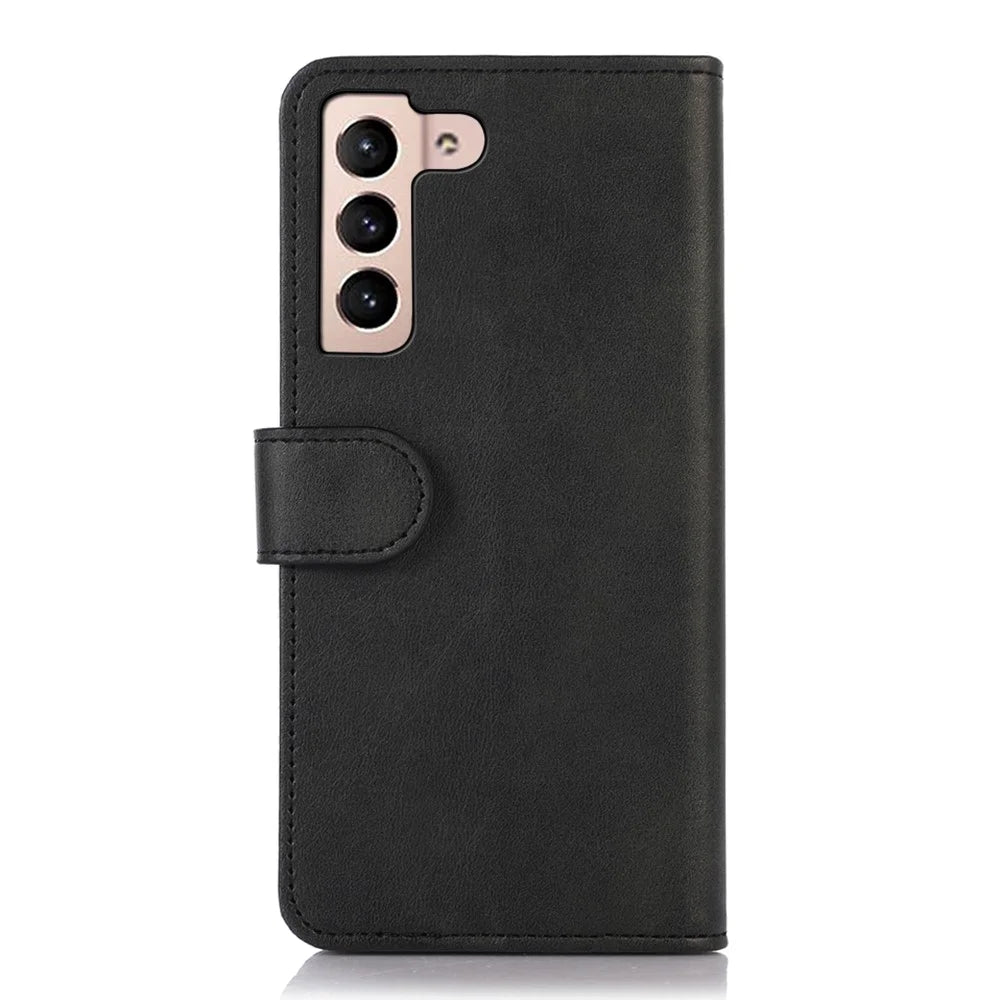 For Samsung Galaxy S23 Cowhide Texture PU Leather Wallet Folio Phone Case Stand Feature Magnetic Flip Shockproof Protective Cover - Black - 7