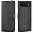 For iPhone Air Stand Case Anti-Scratch Calf Texture Leather Phone Cover - Black - 1