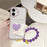 For iPhone 16 Case Card Holder Transparent PC + TPU Shockproof Phone Cover with Beaded Wrist Strap - Plum - 3