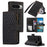For Google Pixel 9 Pro XL Case 9 Card Slots Rhombus Design Leather Phone Cover with Wrist Strap - Black - 1