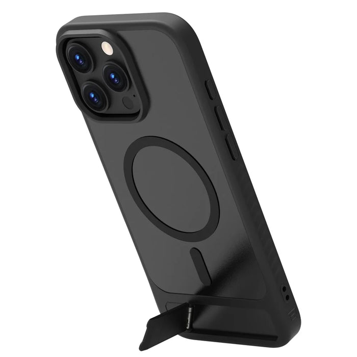 LEREACH Le-Chic Series For iPhone 16 Pro Max Case Compatible with MagSafe Kickstand TPU + PC Phone Cover - Black - 1