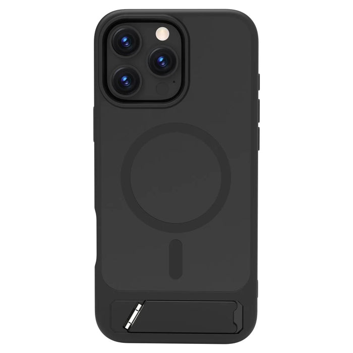 LEREACH Le-Chic Series For iPhone 16 Pro Max Case Compatible with MagSafe Kickstand TPU + PC Phone Cover - Black - 3