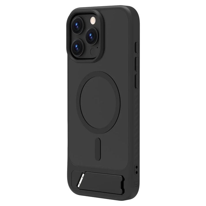 LEREACH Le-Chic Series For iPhone 16 Pro Max Case Compatible with MagSafe Kickstand TPU + PC Phone Cover - Black - 4